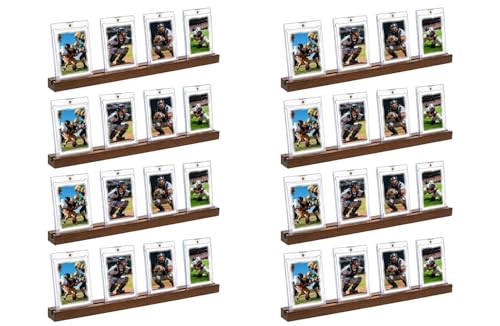 DEDC Premium Wood Grain Wall-Mounted Trading Card Display Ledge