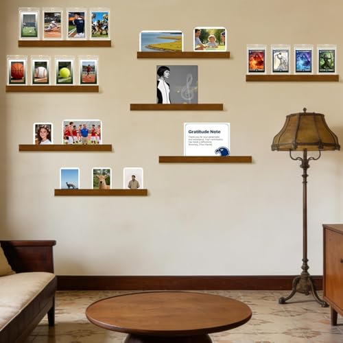 DEDC Premium Wood Grain Wall-Mounted Trading Card Display Ledge