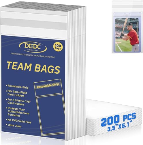 DEDC Premium Resealable Team Bags for Graded Trading Cards
