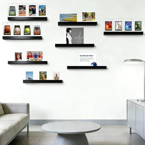 DEDC Premium Wood Grain Wall-Mounted Trading Card Display Ledge