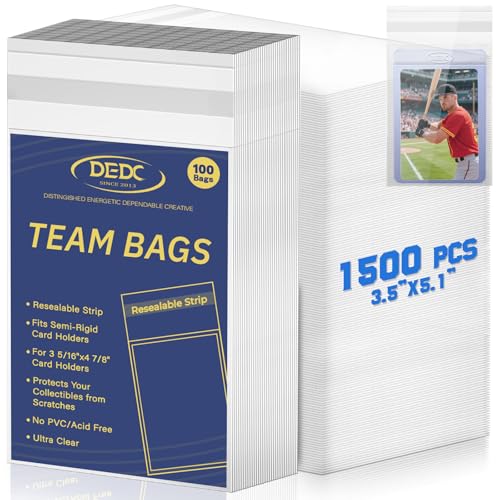DEDC Premium Resealable Team Bags for Graded Trading Cards