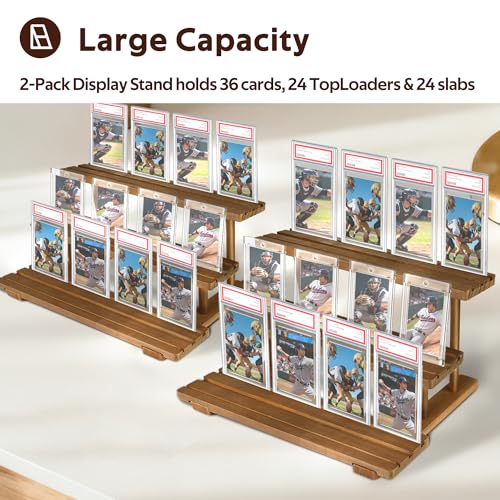 DEDC Premium 3-Tier Wooden Graded Card Display Shelf