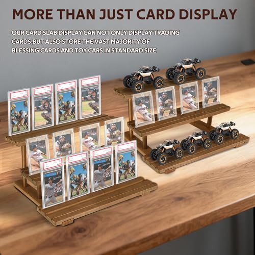 DEDC Premium 3-Tier Wooden Graded Card Display Shelf