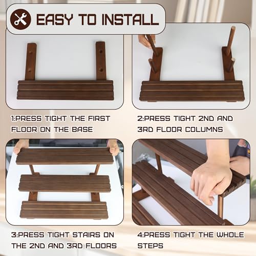 DEDC Premium 3-Tier Wooden Graded Card Display Shelf