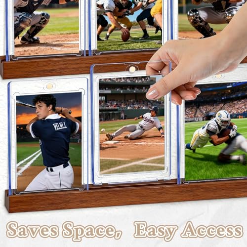DEDC Premium Wood Grain Wall-Mounted Trading Card Display Ledge