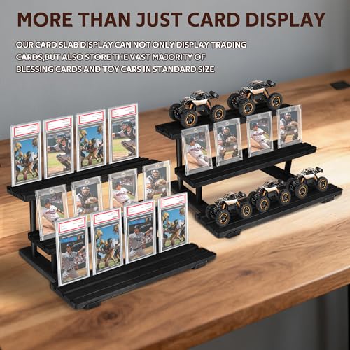 DEDC Premium 3-Tier Wooden Graded Card Display Shelf