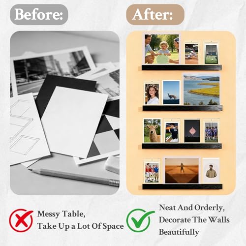 DEDC Premium Wood Grain Wall-Mounted Trading Card Display Ledge