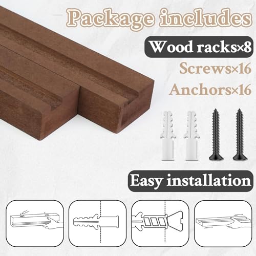DEDC Premium Wood Grain Wall-Mounted Trading Card Display Ledge