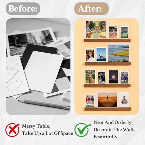 DEDC Premium Wood Grain Wall-Mounted Trading Card Display Ledge