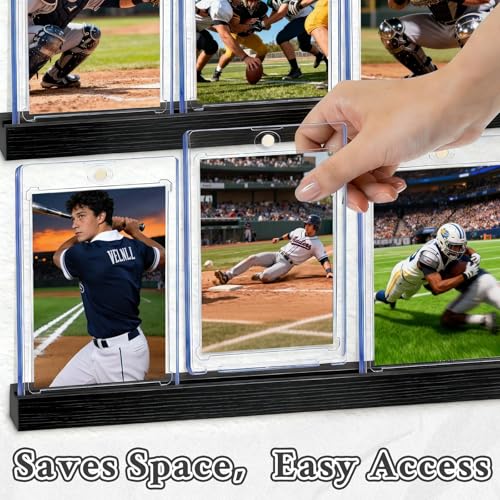 DEDC Premium Wood Grain Wall-Mounted Trading Card Display Ledge