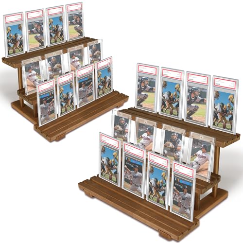 DEDC Premium 3-Tier Wooden Graded Card Display Shelf